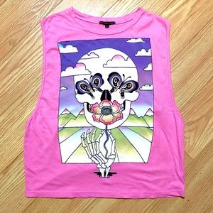 UO Truly Madly Deeply Pink Graphic Muscle Tee Tank